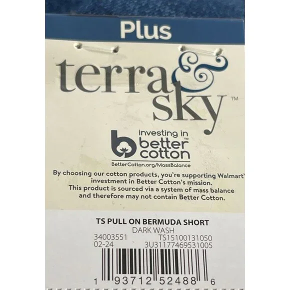 NWT Terra & Sky Womens Plus Size Denim Pull On Bermuda Shorts 4X Dark Wash - Picture 6 of 8